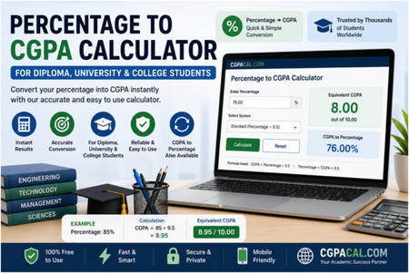 Free Percentage to CGPA Calculator for Diploma & University Students